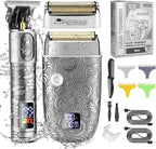 RESUXI Hair Clippers for Men & Electric Razor Shavers Set,Cordless Hair/Beard Trimmers Grooming Kit,Hair Liners Clippers for Hair Cutting Barbers Supplies,LCD Display 2 Foil Head