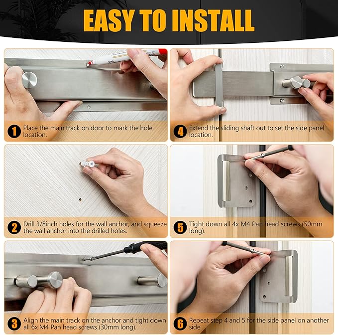 Door Barricade Bar with Door Hook Door Hanger Patented Design - Image 5