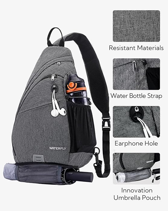 WATERFLY Large Crossbody Sling Bag: Over Shoulder Backpack Daypack Casual Cross - Image 4