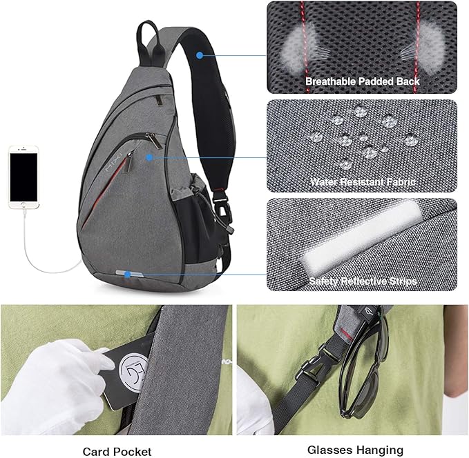 mixi Sling Bag Men Backpack Unisex One Shoulder Bag Hiking Travel Backpack - Image 5