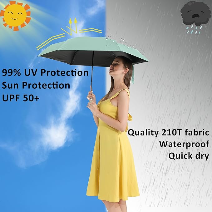 BAODINI Small UV Protection Travel Umbrella Compact - Image 2