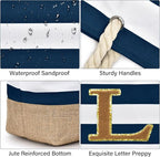 Becokan Beach Bag Initial Beach Tote - Image 2