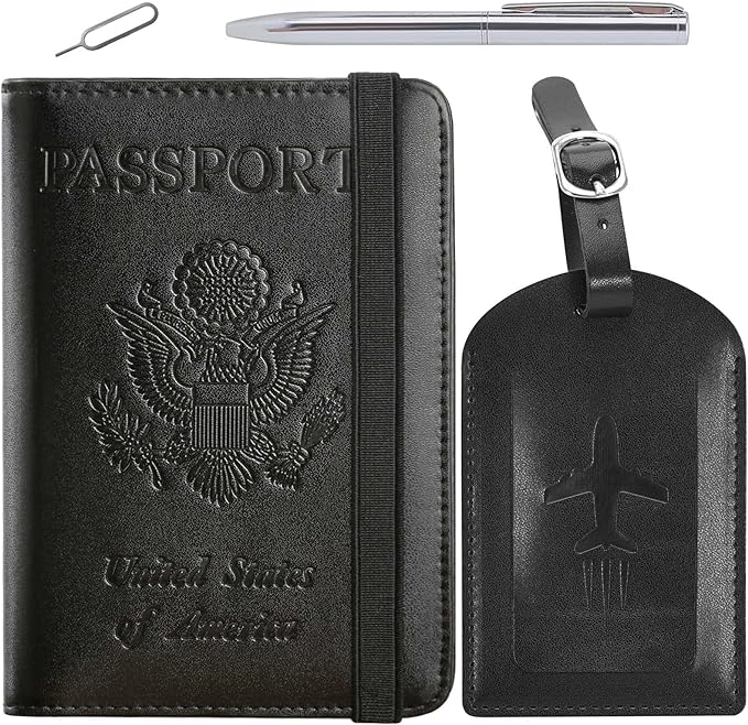Passport Holder With Luggage Tag Travel Essentials Passport Cover Wallet RFID by PASCACOO