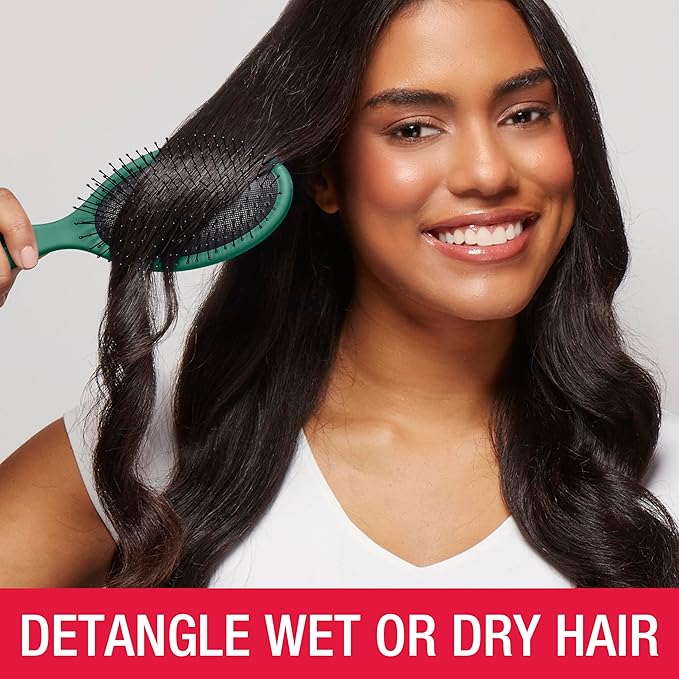 Conair Detangling Hair Brush Set 3 Pack, Use Wet and Dry and ideal for All Hair Types, Detangler Brushes for Women and girls, gifts for her, Tartan, Red, Green