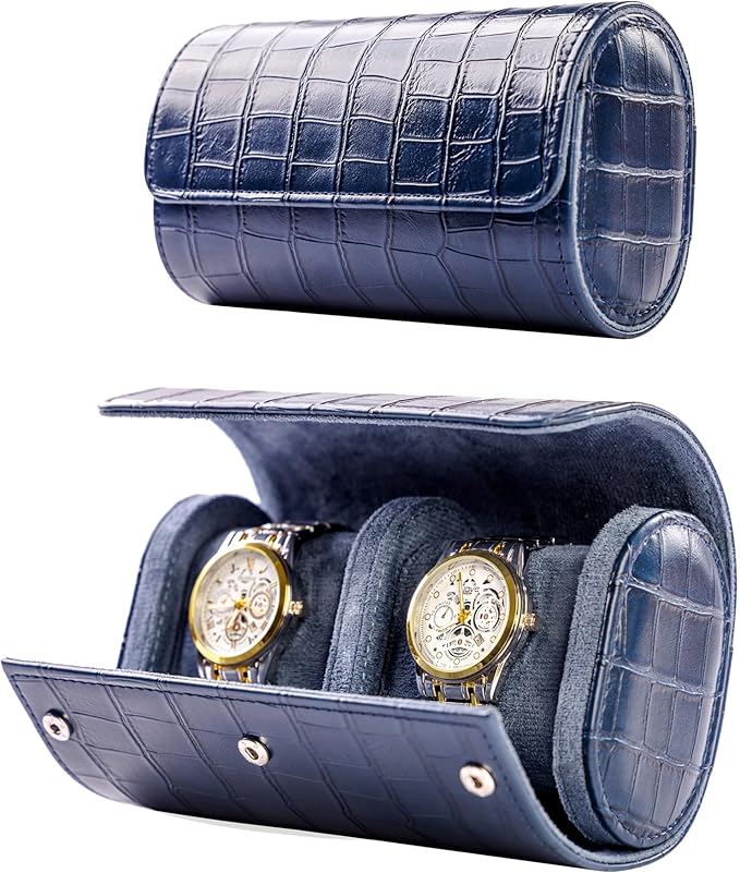 MR.OKAY 2 Watch Travel Case- Classic Leather Watch Case by MR.OKAY