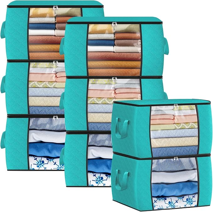 Fab totes 24 Gallons Clothes Storage, Foldable Thick Fabric Blanket Storage Bags by Fabtotes