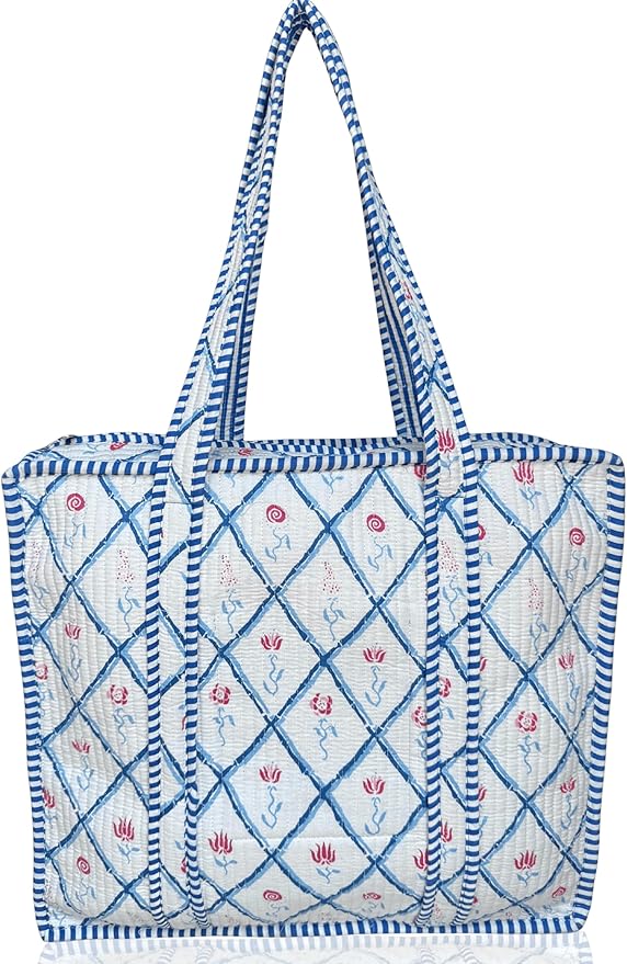 Cotton Quilted Tote Bag for Women – Large Beach & Travel Tote by ThirdEyeExport