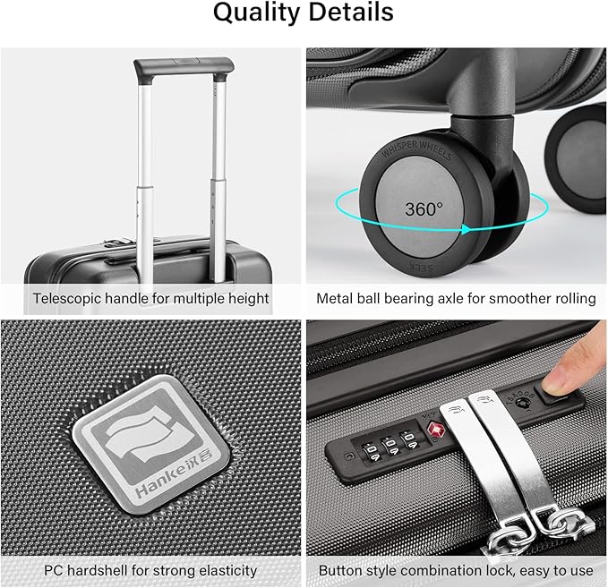 Hanke Hardside Expandable Carry On Luggage, 20 Inch Top Opening Trunk Luggages - Image 3