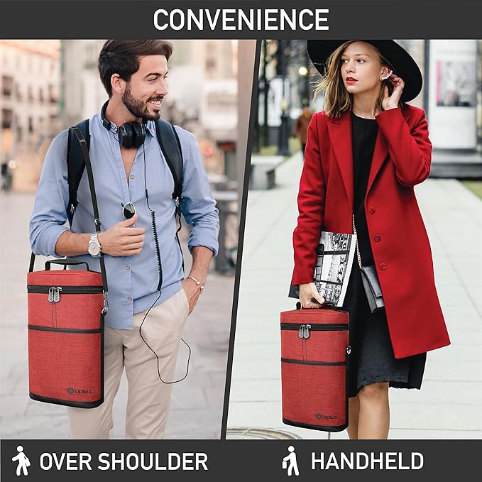 opux 2 Bottle Wine Carrier Tote, Insulated Leakproof Wine Cooler Bag, Wine - Image 6