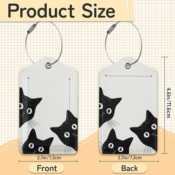 Black Cat Luggage Tag for Suitcase, Design - Image 3