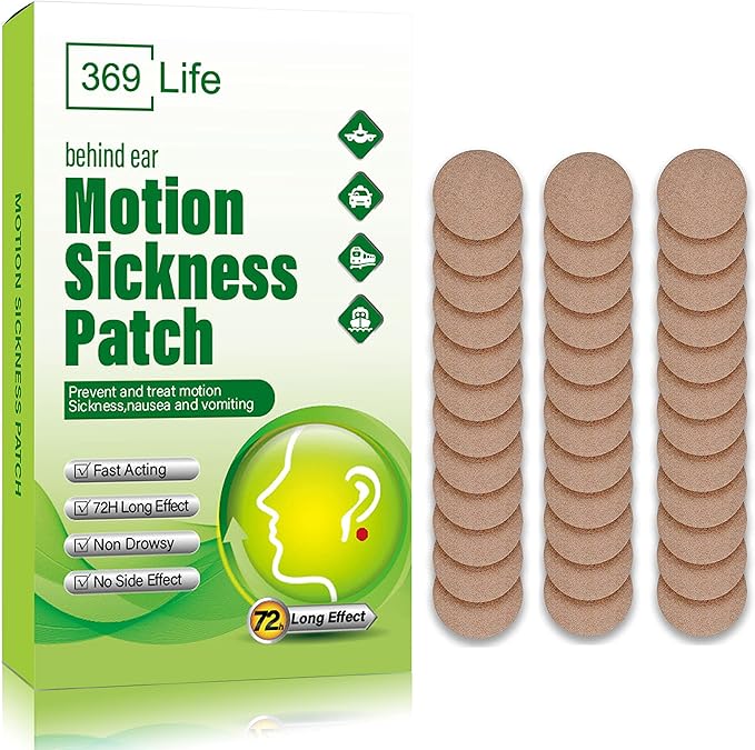 Motion Sickness Patches for Car and Boat Rides, Cruise and Airplane & Other by 369Life