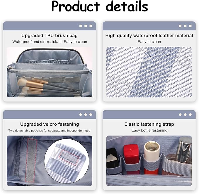 BOYATU Makeup Bag Travel Cosmetic Bag: 3 Pcs Set Portable Make up Bags - Image 4