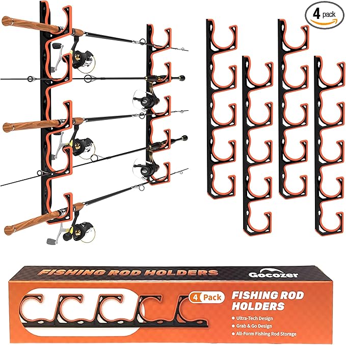 Fishing Rod Holder for Garage, H5 Wall or Ceiling Mounted Fishing Pole Holders by GOCOZER