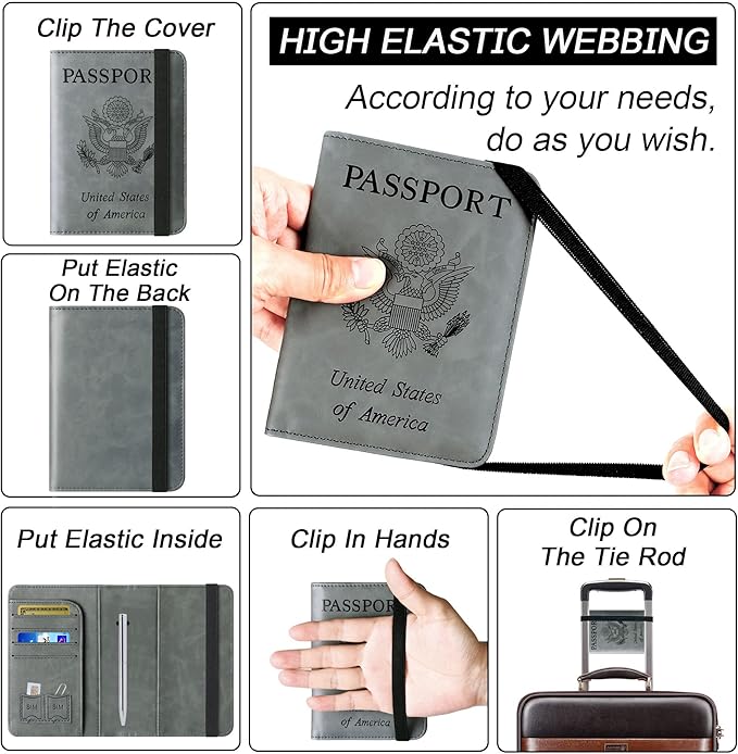 Passport Holder Cover Wallet Travel Essentials Leather Rfid Blocking Case - Image 3