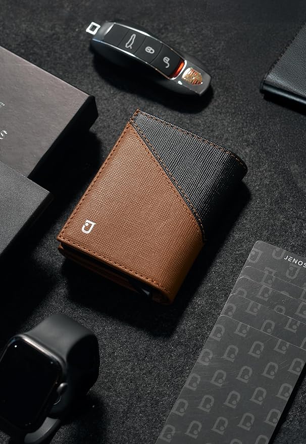 Jenoss Smart Wallet For Men: Full Grain Leather, Handcrafted, Slide Metal Pop - Image 8