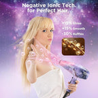 3 in 1 1875W Hair Dryer Straightening Curling Iron, PARWIN PRO BEAUTY Hair Styling Set, Valentine Gift, Ion Hair Dryer, Flat Iron Hair Straightener, Cone Curling Iron, Gift Set,Galaxy Pattern