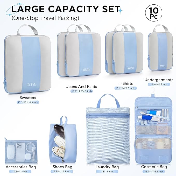 10 Set Compression Packing Cubes - Image 2