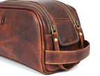 10" Premium Leather Toiletry Travel Pouch - Image 5