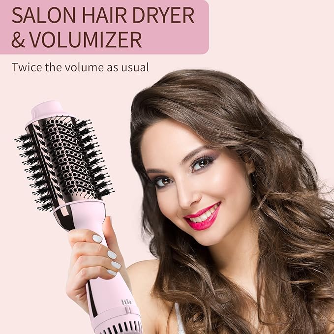 Hair Dryer Brush Blow Dryer Brush in One, Upgraded 4 in 1 Hair Dryer and Styler Volumizer with Negative Ion Anti-frizz Ceramic Titanium Barrel Hot Air Hair Straightener Brush