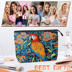 Cosmetic Bags Travel Makeup Toilet Case Waterproof Pouch for Women Girls 6.7X9.45inches - Colorful Macaw Stands on Branch