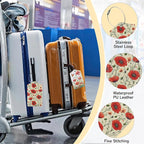 3 PCS Red Poppy Flower Luggage Tags, Suitcase Tags Privacy Cover ID Label - Image 5
