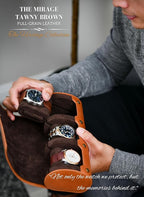 Watch Travel Case for Men – Leather Watch Roll Case Organizer – 3 Watches - Image 2