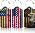 3 Pack PU Retro American Flag Leahter Luggage Tag by Unknown