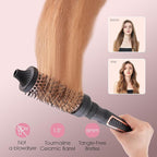 VAGARY 3 in 1 Thermal Brush Set, Heated Round for Blowout Look, Dual Voltage Curling Iron Brush, Ceramic Tourmaline, 3 Detachable Combs, 5 Temperature Settings