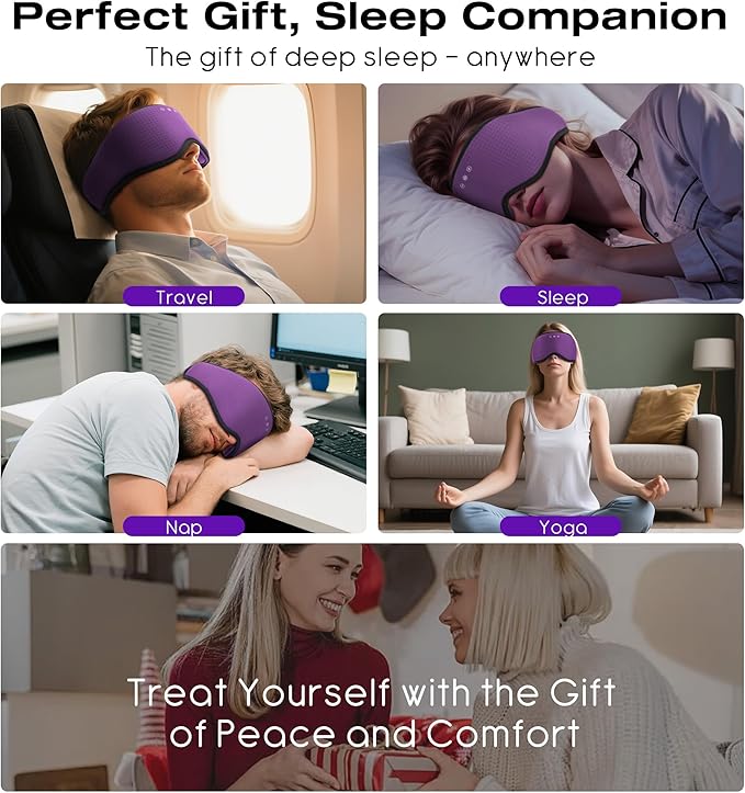 MUSICOZY Sleep Headphones with Bluetooth 5.4 Sleep Mask, Removable 3D Eye Cups - Image 8