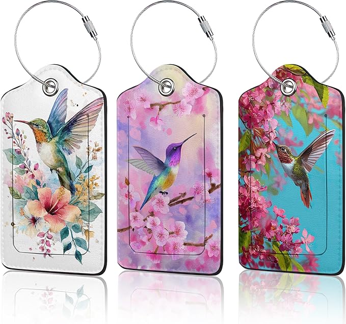 Hummingbird Flowers 3 Pack Luggage Tags by Unknown
