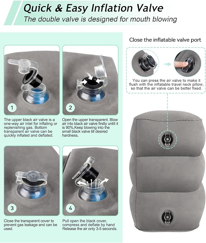 JefDiee Inflatable Foot Rest Pillow, Kids Airplane Bed, Adjustable 3 Layers - Image 6