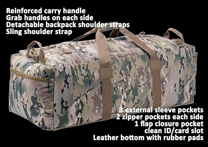 Large Military Duffle Bag Tactical Gear Load Out Bag Deployment Cargo Bag - Image 2