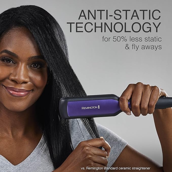 Remington 1 3/4" Flat Iron, Hair Straightener with Anti-Static Technology, 30-Second Heat Up & 60 Minute Auto Shut-Off, 30% Longer Ceramic Floating Plates, Titanium + Ceramic Coating