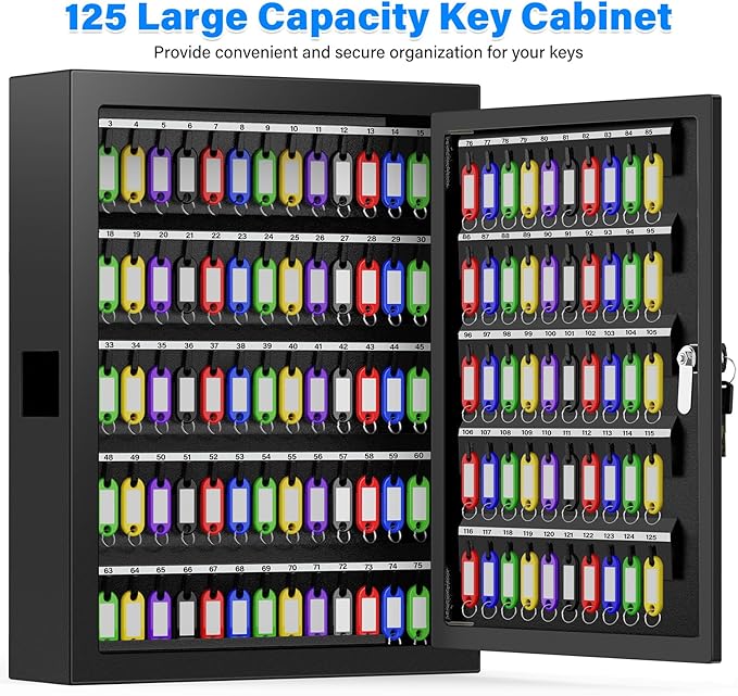 125 Keys Key Lock Box Wall Mount, Anti-Theft Key Organizer - Image 9