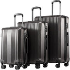 Coolife Luggage Expandable Suitcase PC+ABS 3 Piece Set by COOLIFE