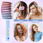 Boar Bristle Hair Brush, Curved Vented Detangler Brush Faster Blow Drying, Paddle Detangling Brush for Women Men Kids Wet Dry Long Curly Thick Straight Hair, Make Hair Shiny and Healthier(Purple+Blue)