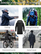 COOFANDY Men's Long Raincoat Ligtweight Rain Jacket Waterproof Outdoor Jackets - Image 4