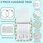 2 Pack Cute Luggage Tag for Suitcases Vintage Groovy Flowers Leather Luggage - Image 2
