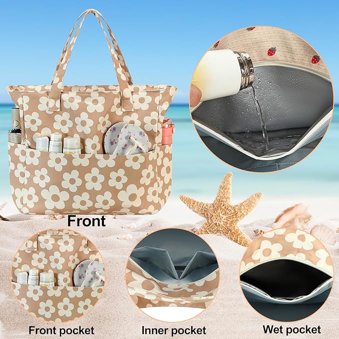 Beach Pool Bags Tote for Women Ladies Large Gym Tote Carry On Bag - Image 5