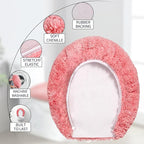 Microfiber Elongated Toilet Seat Cover 19.5"x 15" Machine Washable Solid Toilet - Image 4