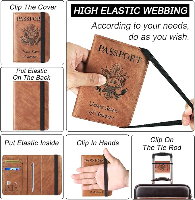 Passport Holder Cover Wallet Travel Essentials Leather Rfid Blocking Case - Image 3