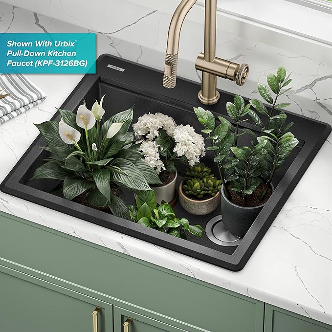 KRAUS Bellucci 25-inch Granite Workstation Drop In Top Mount Single Bowl - Image 12