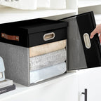 Fabric Storage Cubes with Clear Windows and Lids, Decorative Storage Boxes - Image 6