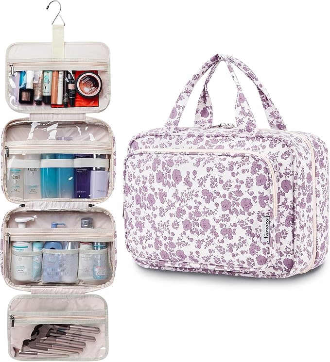 Travel Toiletry Bag for Women Large Hanging Makeup Bag Organizer Toiletries Bag - Image 4
