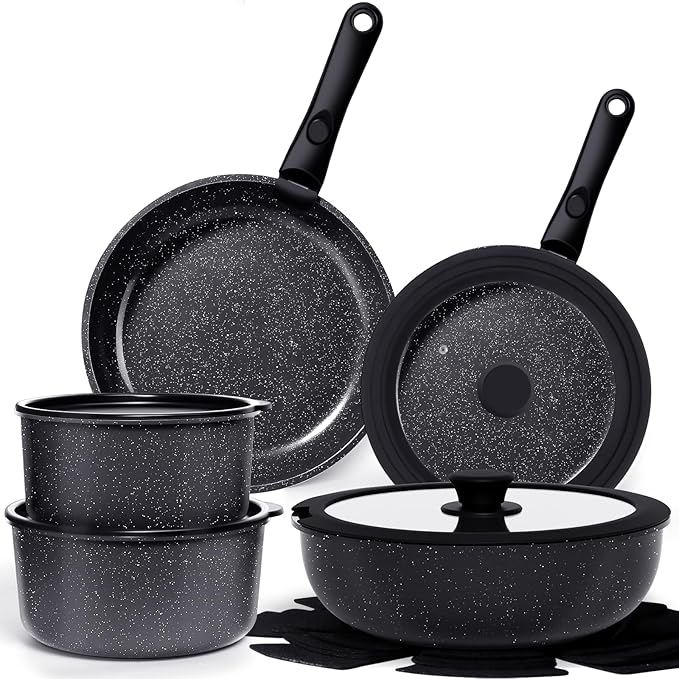 GiPP Ceramic Pots and Pans Set Non Stick, Nonstick Detachable Handle Cookware by GiPP