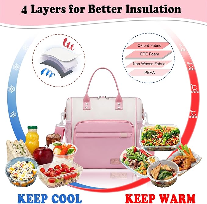 Aesthetic Lunch Box for Women Preppy Insulated Lunch Bag for Young Ladies - Image 4