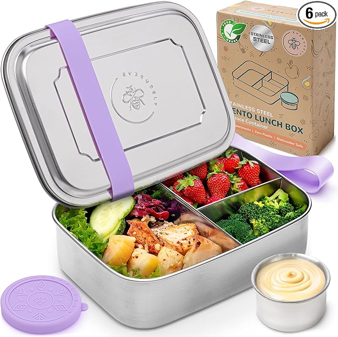Everusely - Bento Box - Lavender, 60oz / 1.8 L - Stainless Steel Lunch Box - 3 by Everusely