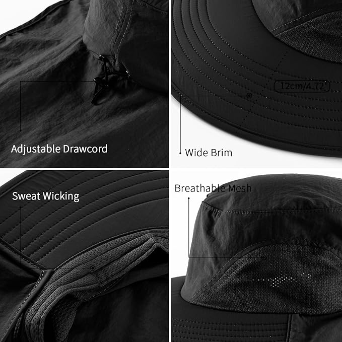 Home Prefer Outdoor UPF50+ Sun Hat Wide Brim Mesh Fishing Hat - Image 4