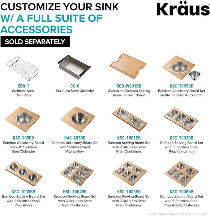 KRAUS Bellucci Workstation 33" Single Bowl Granite Kitchen Sink in Metallic - Image 14