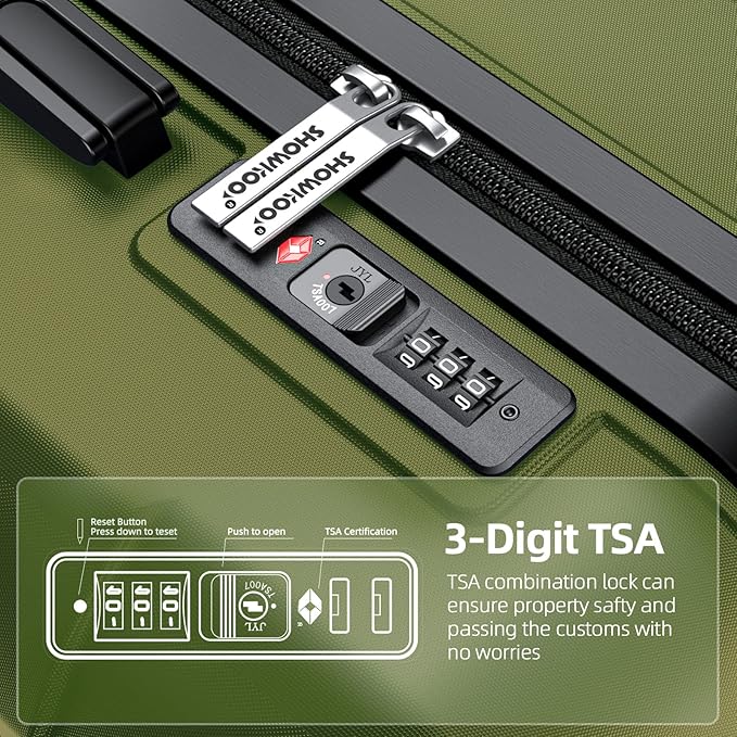 SHOWKOO Luggage Sets Expandable PC+ABS Durable Suitcase Double Wheels TSA Lock - Image 6
